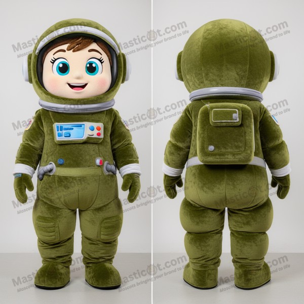 Olive Green Cartoon Astronaut Mascot - Masticot.com