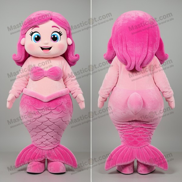 Velvety pink flowing tail mermaid mascot - Masticot.com
