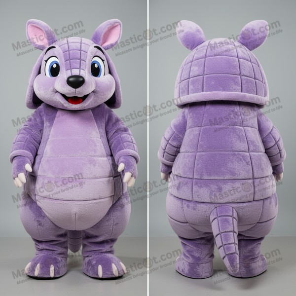 Lavender rounded armadillo mascot - Masticot.com