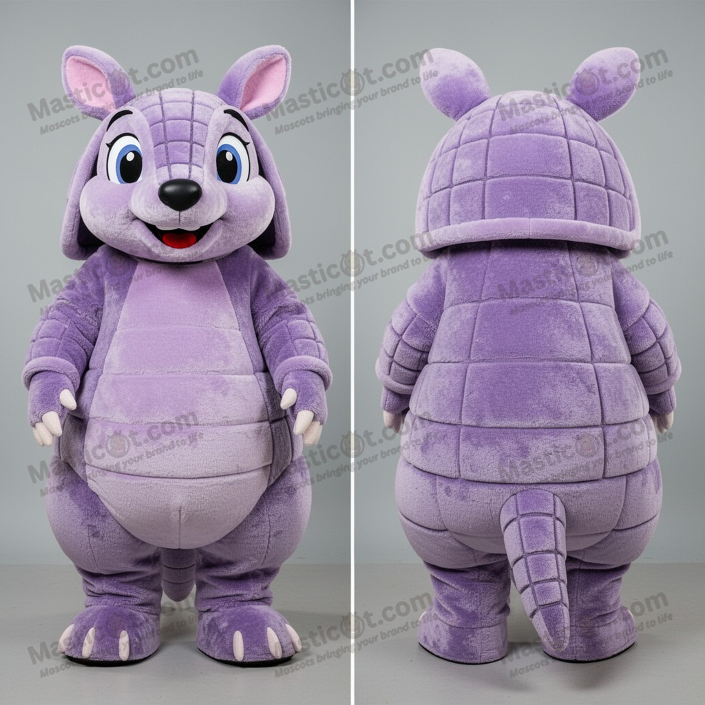 Lavender rounded armadillo mascot - Masticot.com