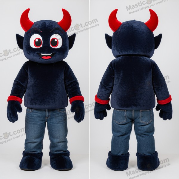 Navy velvety devil mascot - Devil - MASTICOT_29717 - Masticot.com