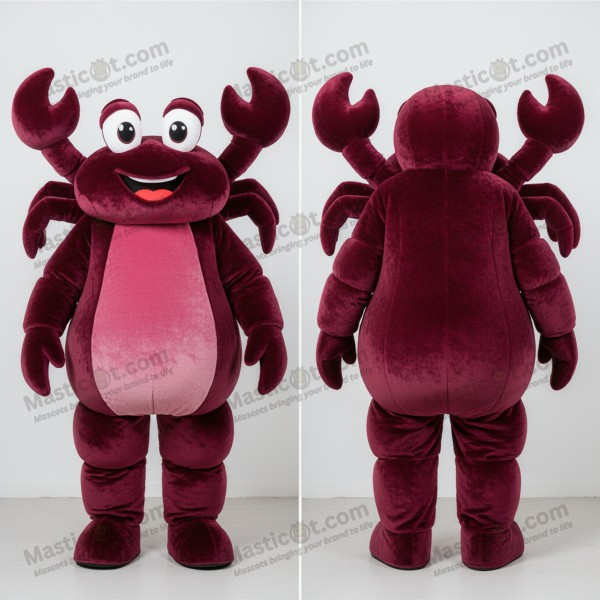 Maroon plush rounded crab mascot - Masticot.com