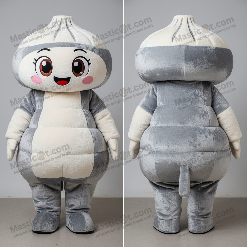 Silberner runder Dim-Sum-Maskottchen-Kostüm - Dim Sum - MASTICOT_265 - Masticot.com
