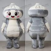 Silberner runder Dim-Sum-Maskottchen-Kostüm - Dim Sum - MASTICOT_265 - Masticot.com