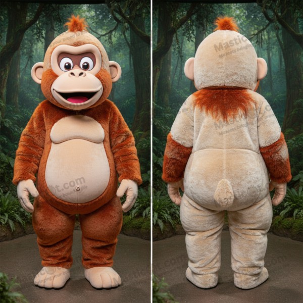 Beige plush friendly orangutan mascot - Masticot.com