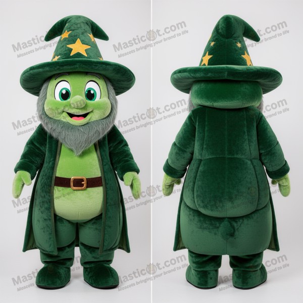 Emerald green broad shouldered wizard mascot - Masticot.com