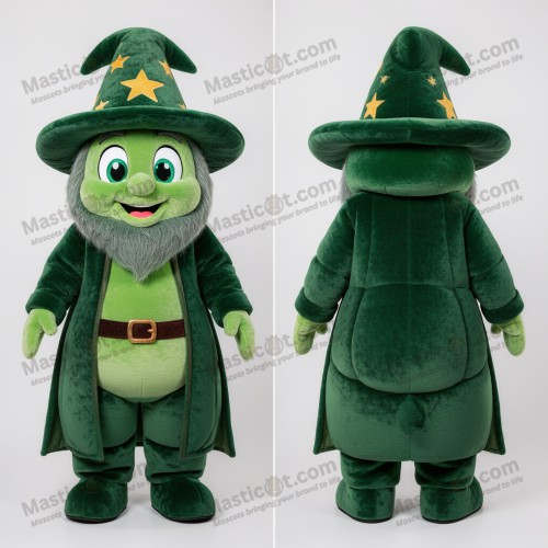 Emerald green broad shouldered wizard mascot - Wizard - MASTICOT_2951 - Masticot.com