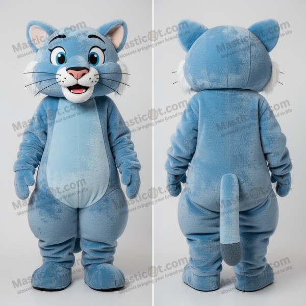 Sky Blue Cartoon Mountain Lion Mascot - Masticot.com