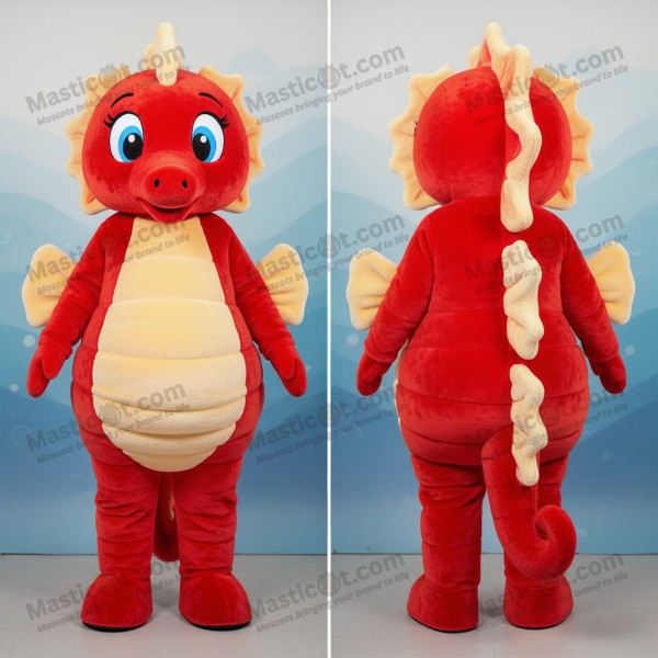 Crimson flowing seahorse mascot - Masticot.com