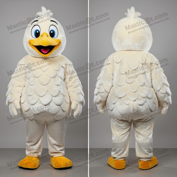 Cream white plush gull mascot - Masticot.com