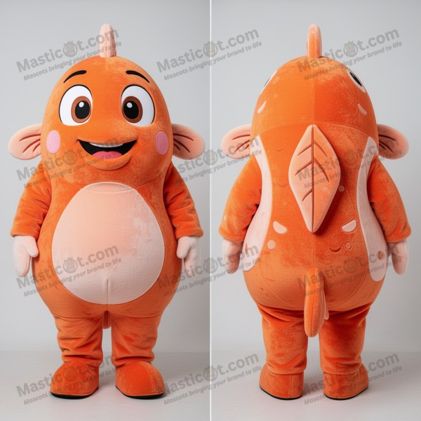 Vibrant Orange Plush Ceviche Mascot with Teal Cargo Shorts