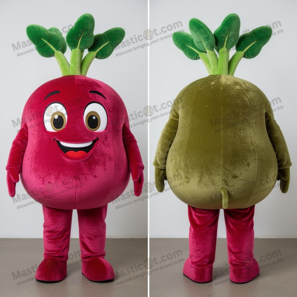Olive Green Velvety Radish Mascot with Overalls -