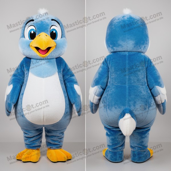 Sky blue velvety seagull mascot - Masticot.com
