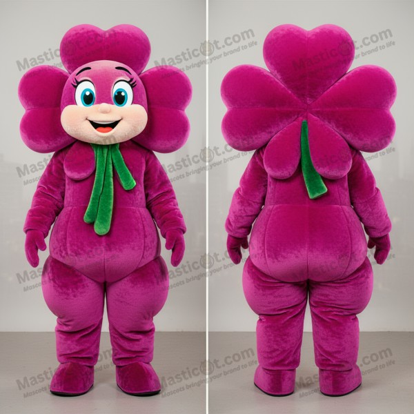 Magenta Velvety Bunch Of Shamrocks Mascot - Masticot.com