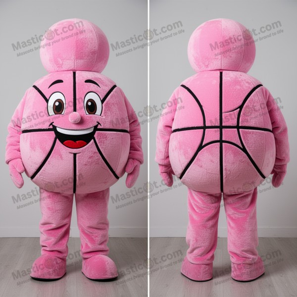 Pink Pleated Skirt Basketball Ball Mascot - Masticot.com