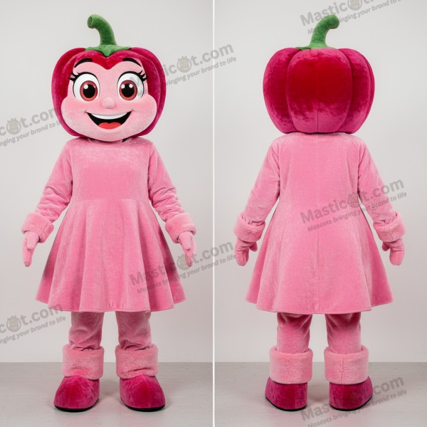Roze speelse paprikamascotte - Peper - MASTICOT_30307 - Masticot.com