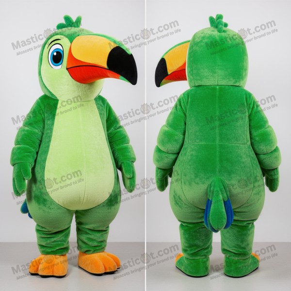 Teal feathered toucan mascot - Masticot.com