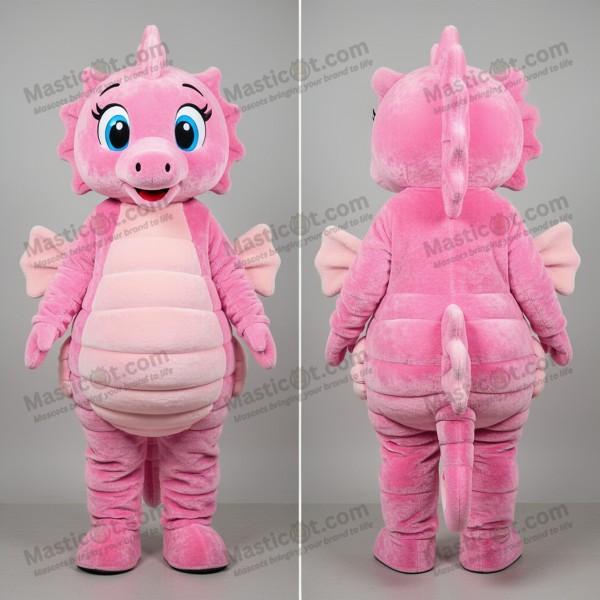 Mascota de caballito de mar aterciopelada rosa -