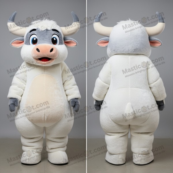 Fluffy white yak mascot - Masticot.com