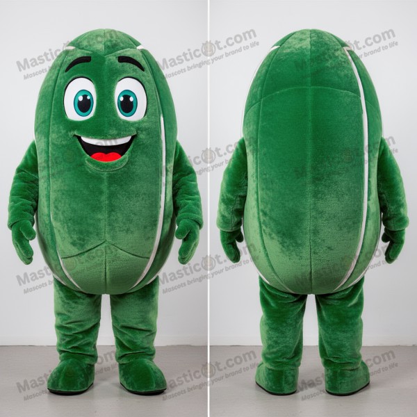 Emerald green broad shouldered rugby ball mascot -