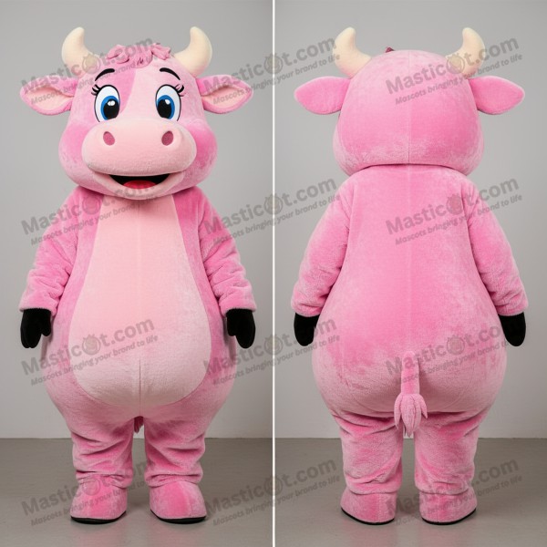Pink velvety cow mascot - Masticot.com