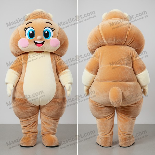 Golden tan velvety croissant mascot - Masticot.com