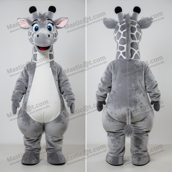 Silver fleece gentle giraffe mascot - Masticot.com
