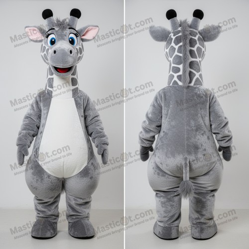 Giraffemaskot i sølvfleece - Masticot.com