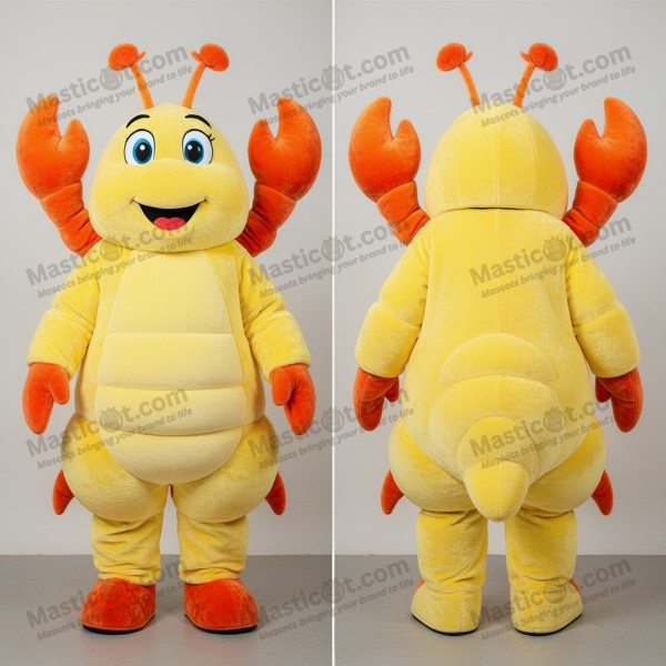 Lemon yellow cartoon lobster mascot - Masticot.com