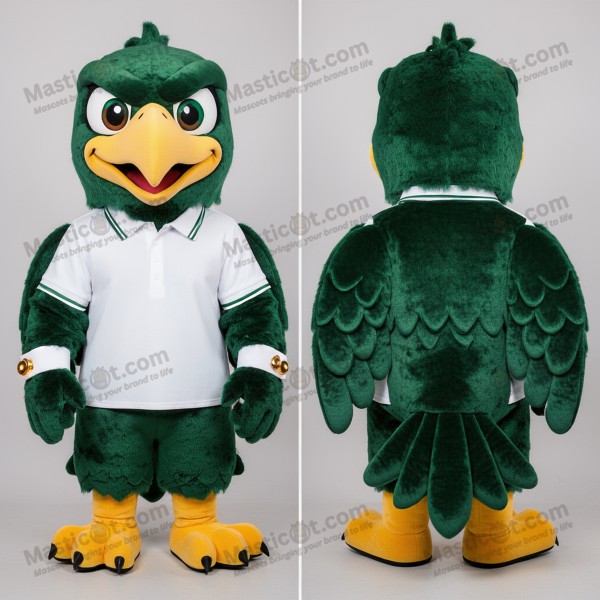 Emerald green fierce eagle mascot - Masticot.com