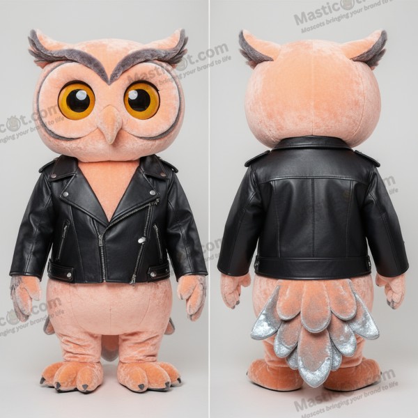 Peach Velvet Cartoon Owl Mascot - Owl - MASTICOT_30704 - Masticot.com