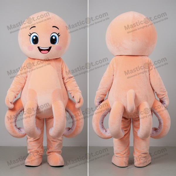 Peach soft cuddly octopus mascot - Masticot.com