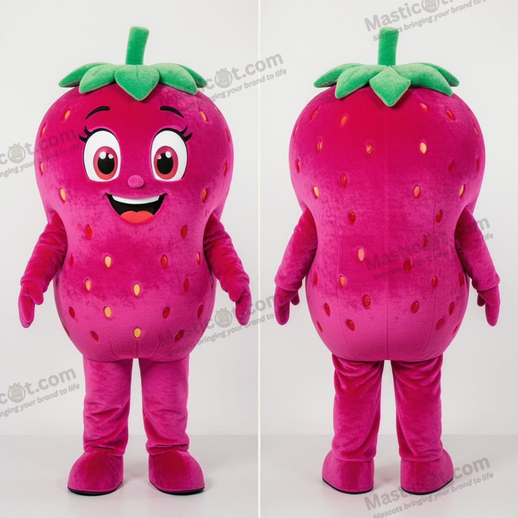 Mascote de Morango Cartunesco Magenta - Morango - MASTICOT_30741 - Masticot.com