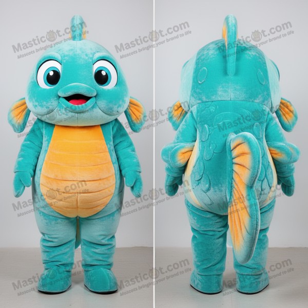 Turquoise velvety goldfish mascot - Masticot.com