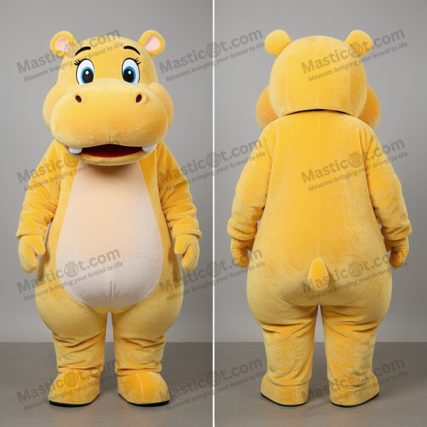 Sladce žlutý veselý hipopotamí maskot - Masticot.com
