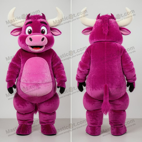 Magenta horned minotaur mascot - Masticot.com