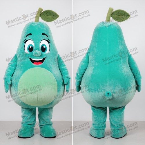 Turquoise plush pear mascot - Masticot.com