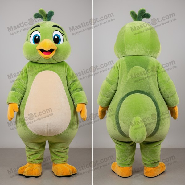 Lime green plump quail mascot - Masticot.com