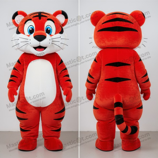 Rust-oransje tiger-maskot med store øyne - Masticot.com