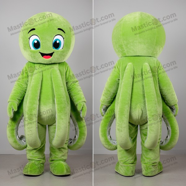 Lime green curly limbed octopus mascot - Masticot.com