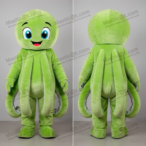 Lime green curly limbed octopus mascot - Octopus - MASTICOT_3068 - Masticot.com