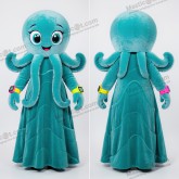 Cyan flytande klänning bläckfiskmaskot - Bläckfisk - MASTICOT_31046 - Masticot.com
