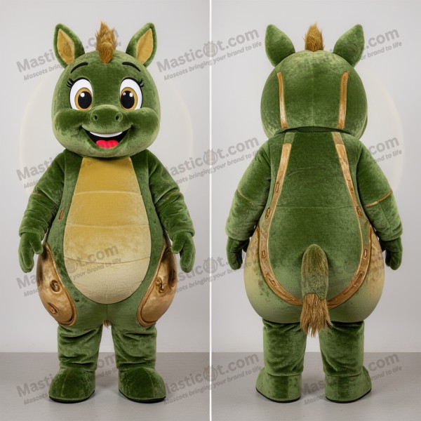 Oliegroen vriendelijk paardenhoef mascotte - Masticot.com
