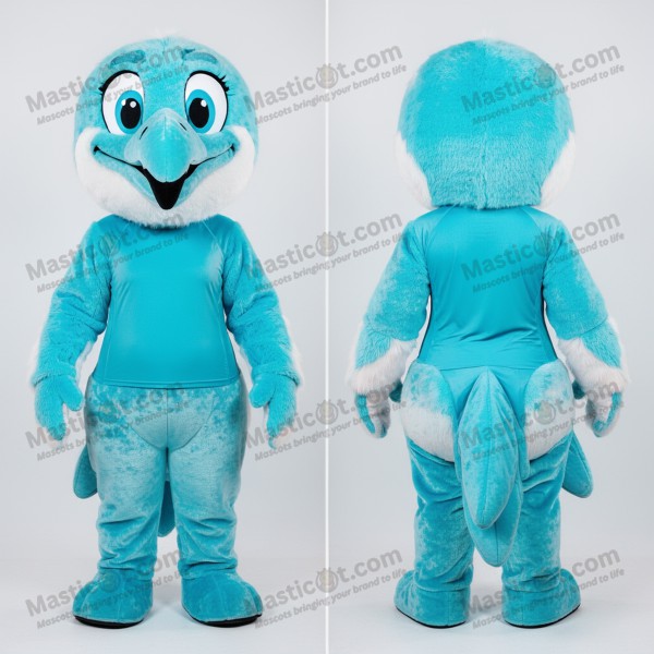 Cyan plush flamingo mascot - Masticot.com