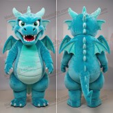 Cyan plush broad shouldered dragon mascot - Dragon - MASTICOT_3079 - Masticot.com