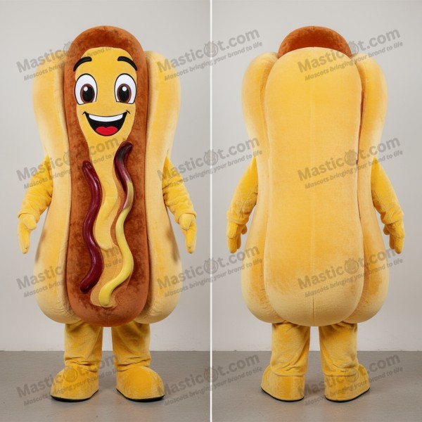 Golden yellow cheerful hot dogs mascot - Masticot.com