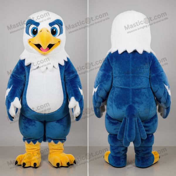 Midnight blue velvety bald eagle mascot - Masticot.com
