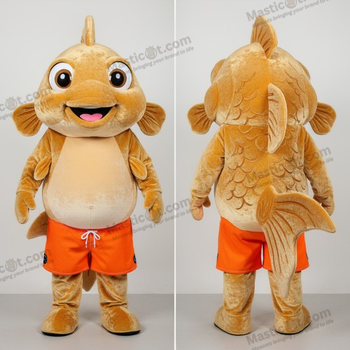 Beige buoyant goldfish mascot - Goldfish - MASTICOT_31346 - Masticot.com