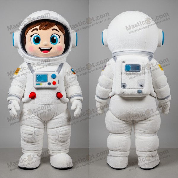 Velvety White Cartoon Astronaut Mascot - Masticot.com