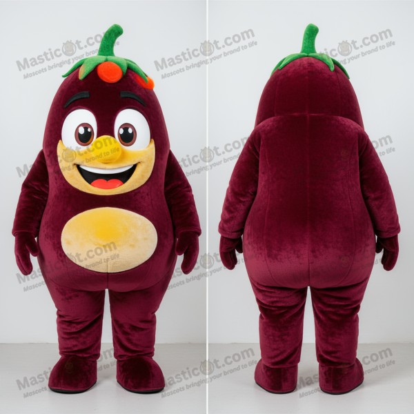 Maroon velvety shakshuka mascot - Masticot.com